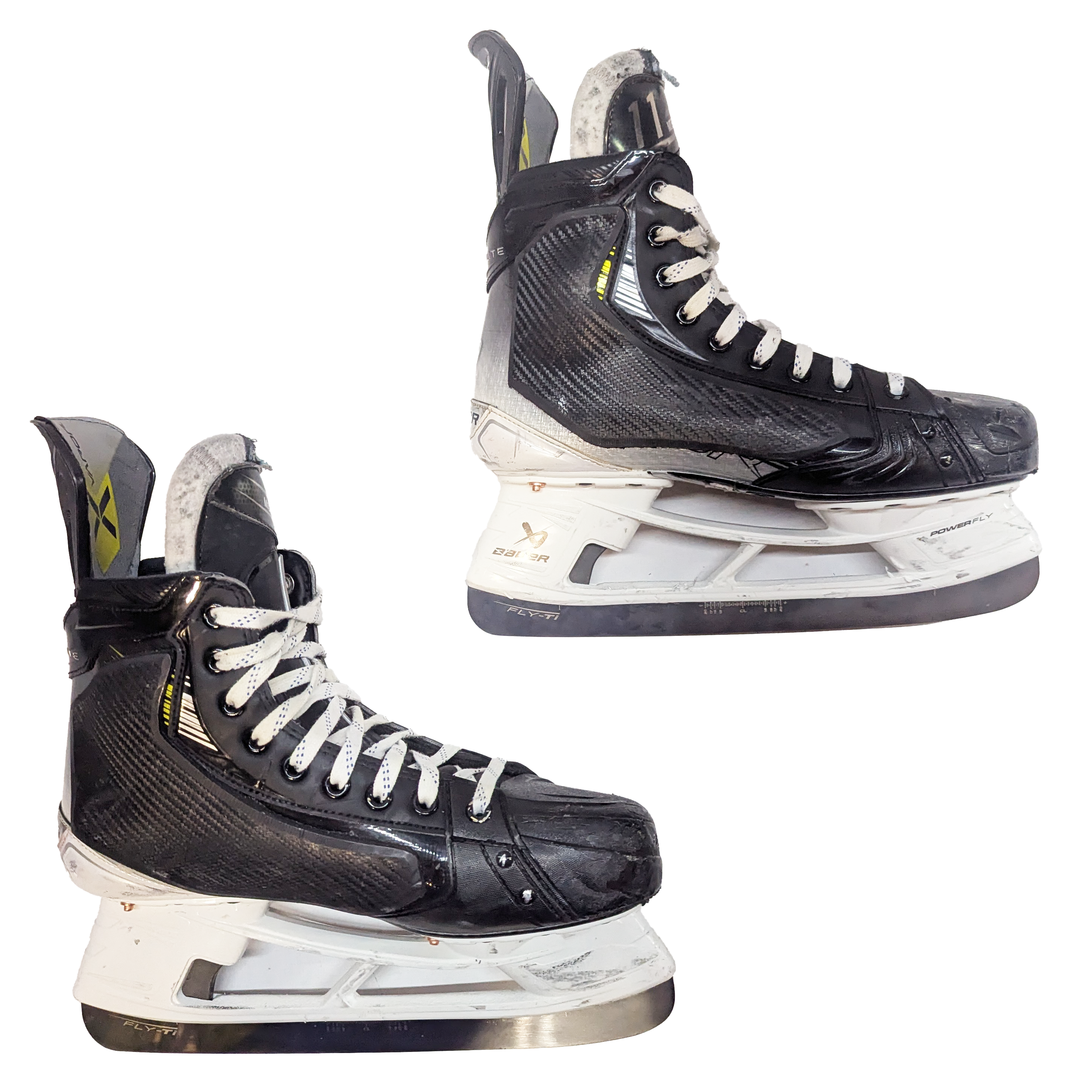 Bauer Vapor Hyperlite 2 – Patins de hockey AHL Pro Stock d'occasion avec bloqueurs de tirs – Taille 9